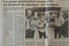 Newspaper article on music school trip to Hungary, 1987